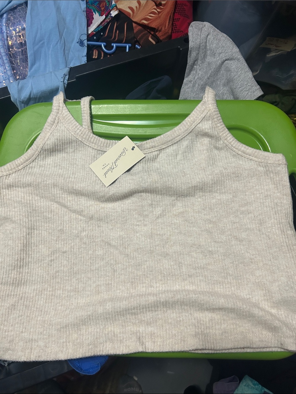Universal Thread Cream Ribbed Cropped Tank Top